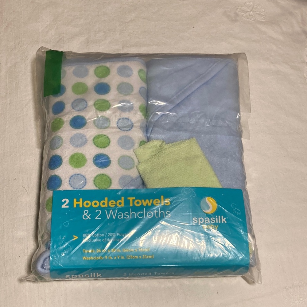2 Hooded Towels & 2 Washcloths